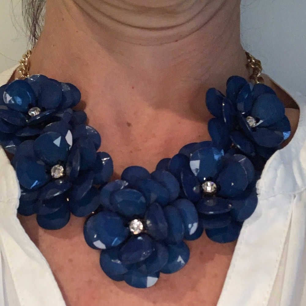 Flower and rhinestone necklace